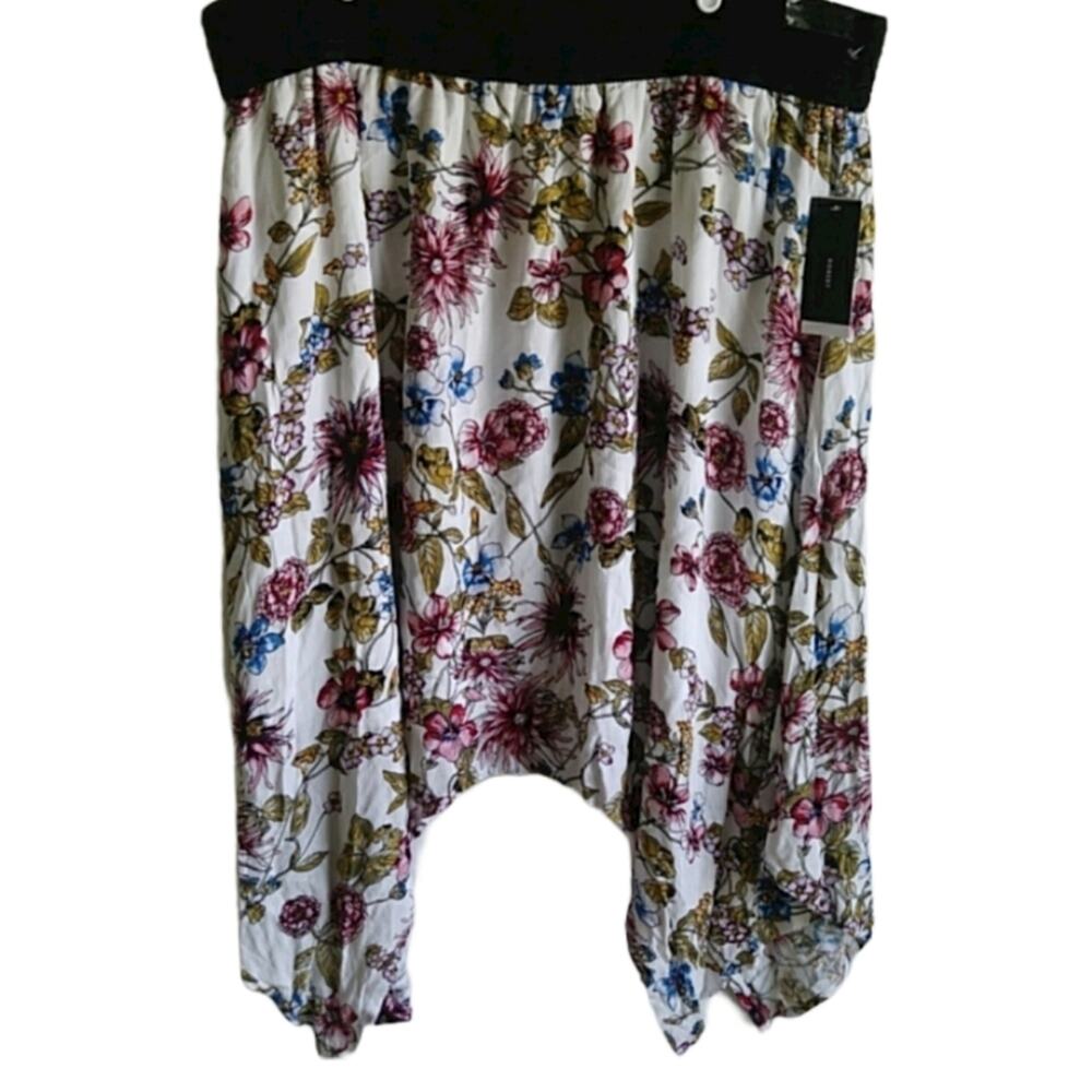 Robert Louis Ivory Floral Asymmetrical Midi Skirt 3X